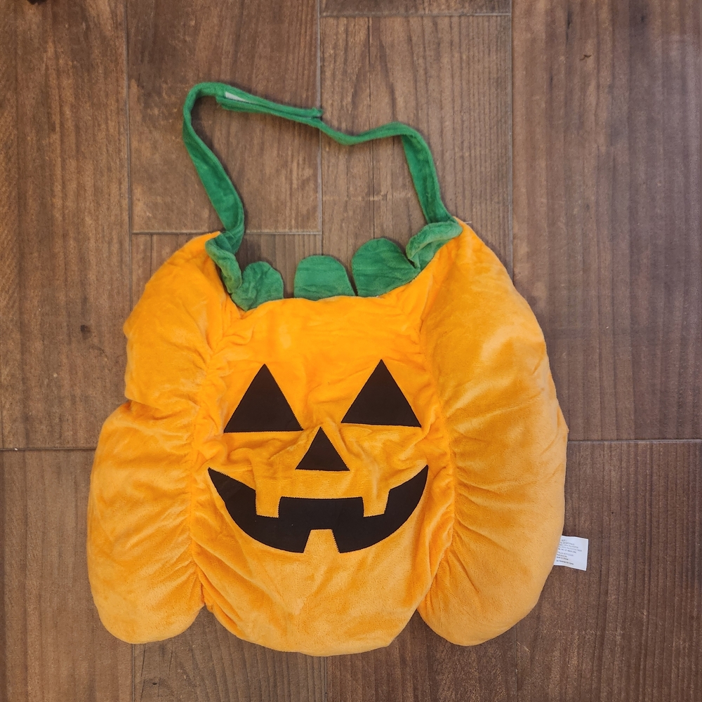 Pet Dog Halloween Costume Orange Pumpkin Adjustable Straps SZ L